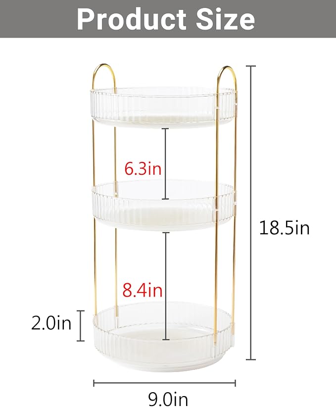 Asayuee 360 Rotating Makeup Organizer, 3 Tier Large Capacity Make Up Organizers - Image 2