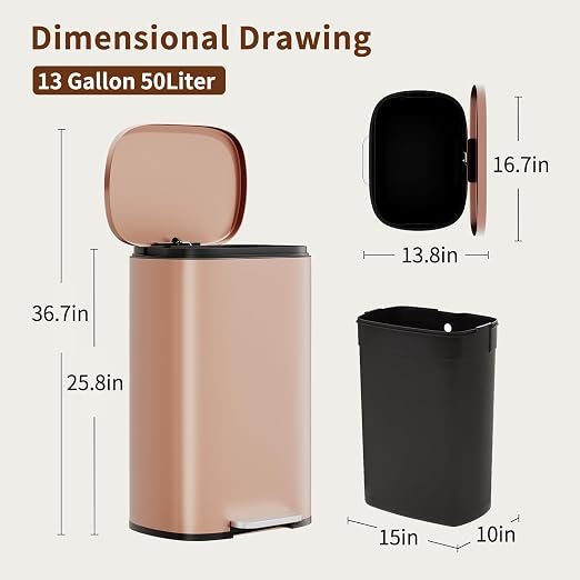 PayLessHere Trash Can Kitchen Stainless Steel Trash Can Trash Can - Image 7