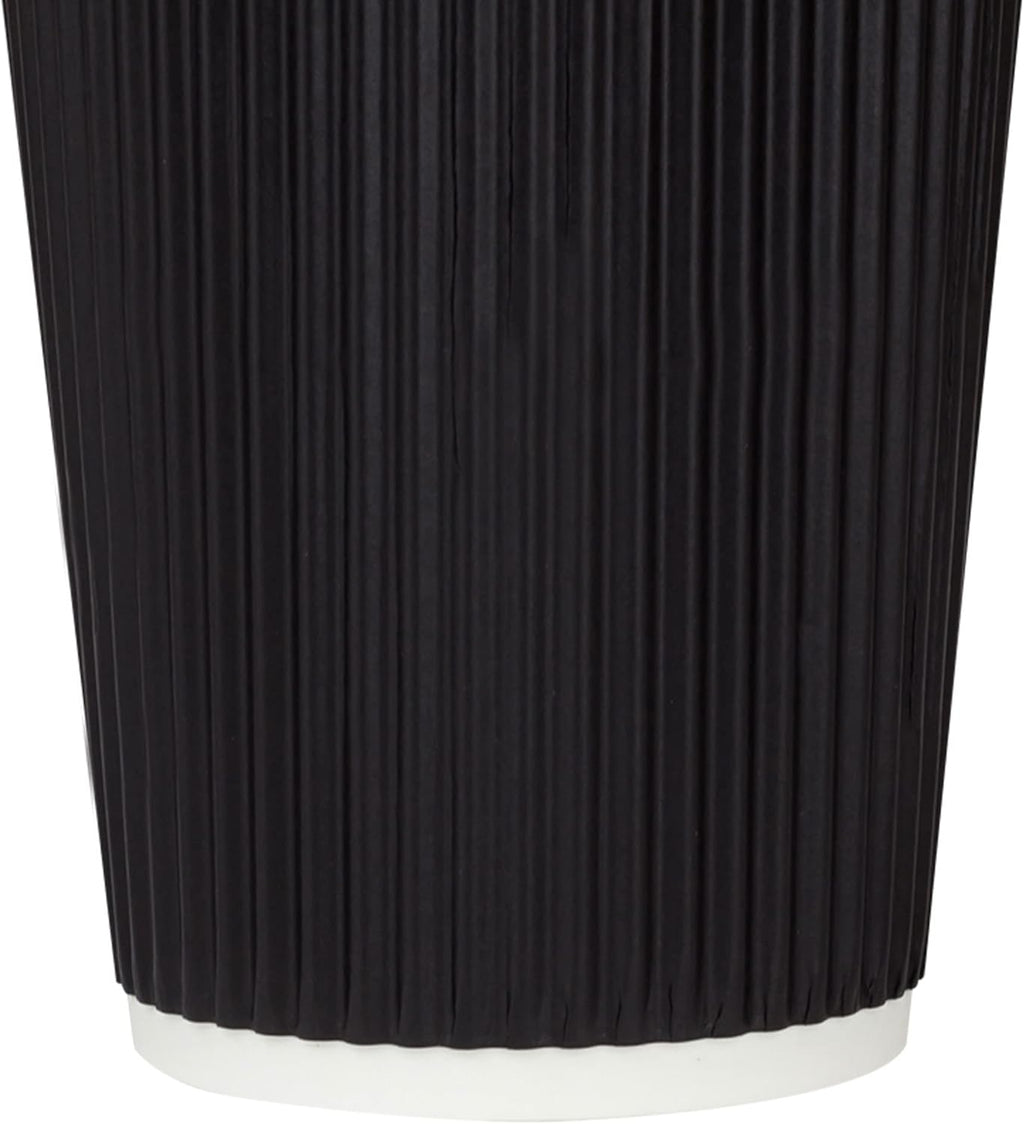Karat 16oz Ripple Insulated Coffee Hot Cups [500 Count] Black Double Poly Lined Paper Hot Cup - Ideal for Hot Beverages, 90mm (C-KRC516B)