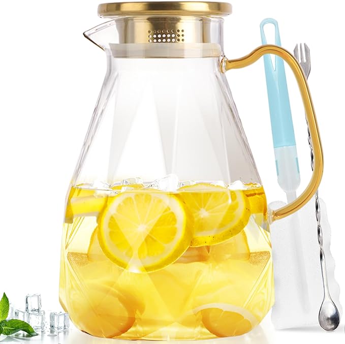 Yirilan Glass Pitcher, 2.4Liter Water Pitcher by Yirilan