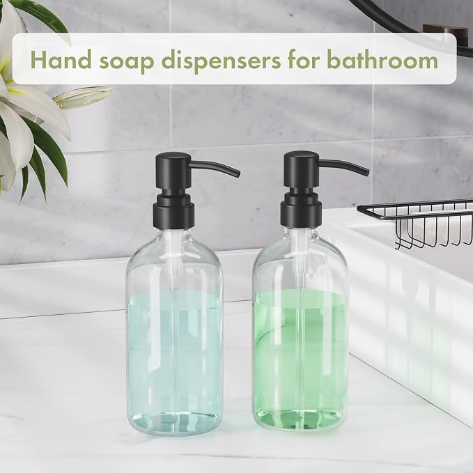 AmazerBath Soap Dispenser, 2 Pack Glass Soap Dispenser - Image 6