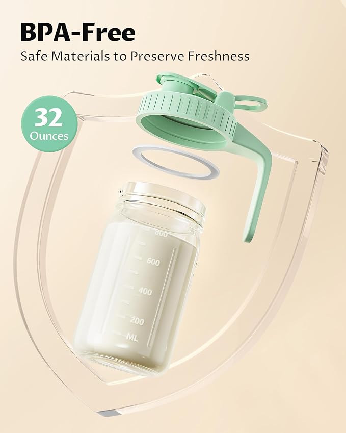 32oz Breast Milk Pitcher with Lid – Leak-Proof & Airtight Glass Storage - Image 2