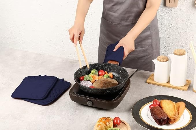 Oven Pot Holder with Pocket Cotton Heat Resistant Coaster Potholder Kitchen Hot - Image 5