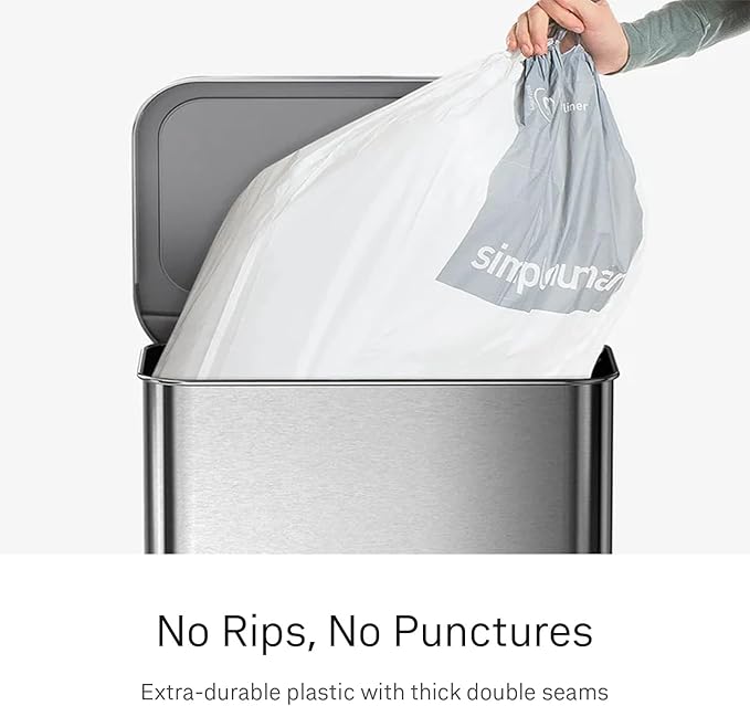 simplehuman Code Q 200 Count Custom Fit Liners, Drawstring Kitchen Trash Bags - Image 4