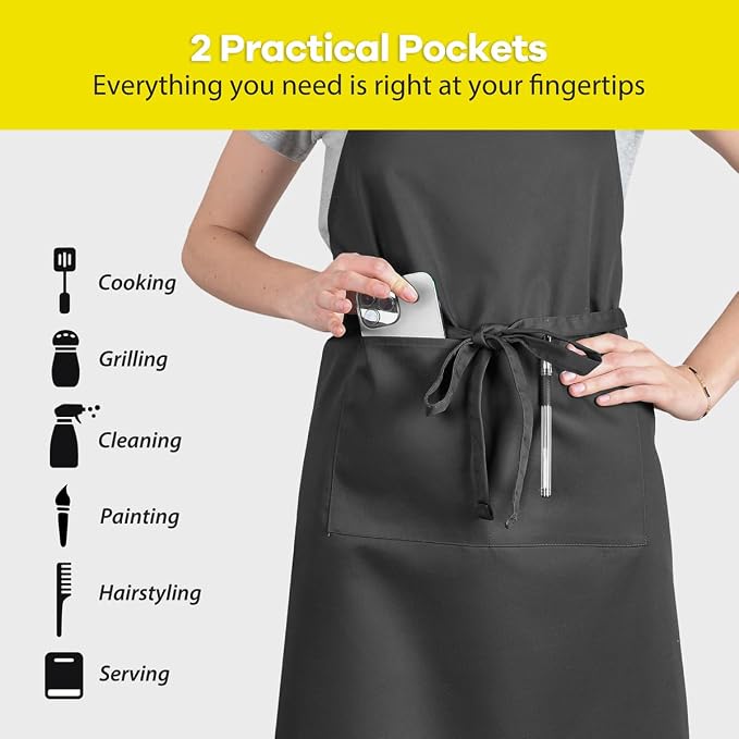 ROTANET Extra Large Apron for Men Adjustable Bib Aprons - Image 4