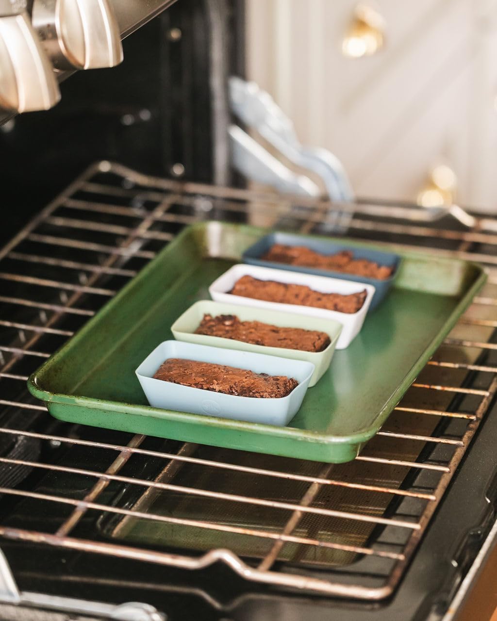 The Silicone Kitchen Silicone Individual Mini Loaf Pans - Reusable, Non-Toxic, BPA Free, Dishwasher Safe, Bento Box Accessories (12 Pack, Navy, White, Blue, Green)