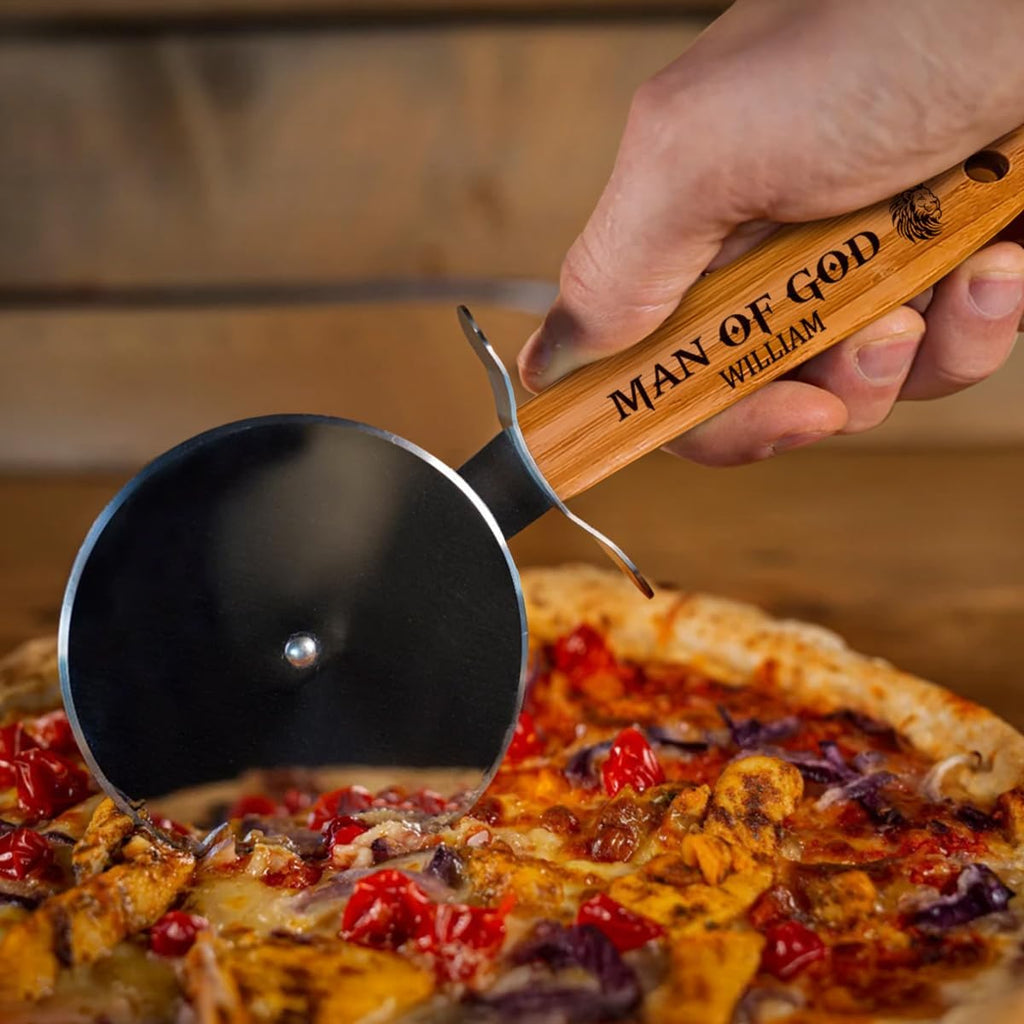 Pizza Cutter Wheel with Sharp Blade - Christian Gifts for Men, Women, Religious Gift for Husband, Birthday & Christmas Present (Man Of God)