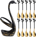 AnSaw Small Coffee Spoon Holder Set, 4.7" Mini Leaf Dessert Spoon, Stainless by AnSaw