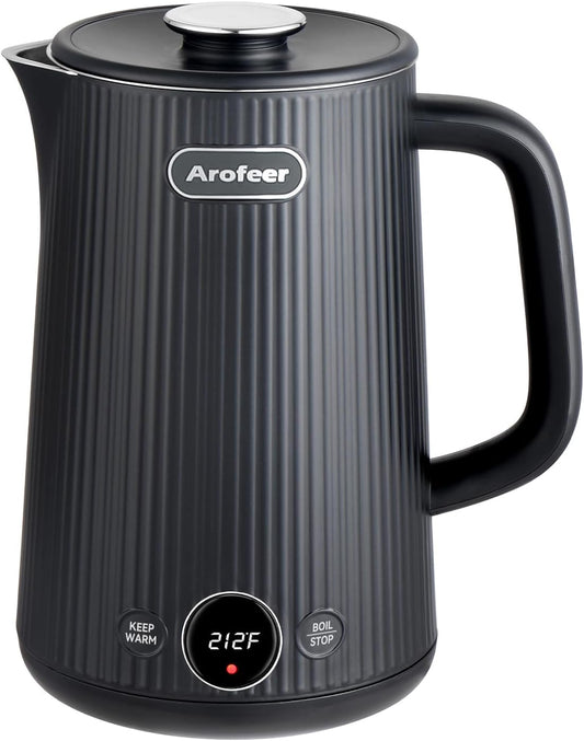 1.7L(57oz) Large Electric Kettle Temperature Control, 7+Cups Electric Tea Kettle for Coffee&Tea, 2 quarts Big Hot Water Kettle Electric with,1200W,Keep Warm-Black