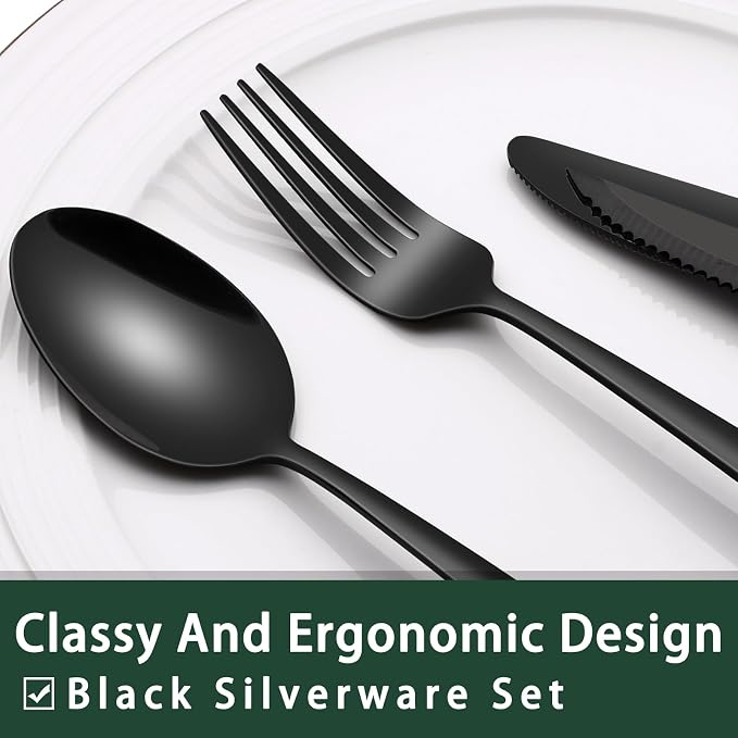 EWFEN 24-Piece Black Silverware Set - Image 3