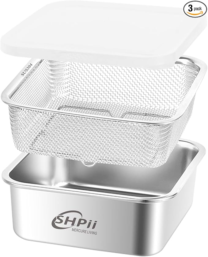 Square Colander Set, 304 Stainless Steel by SHPii