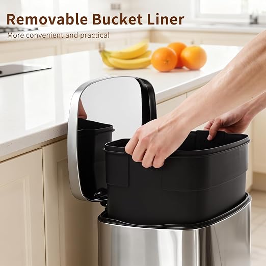 PayLessHere Trash Can with Lid, 13 Gallon Stainless Steel Kitchen & Office - Image 5