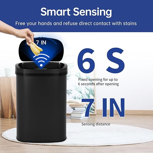 Stainless Steel Kitchen Trash Can Bathroom Bedroom Office Waste Bin - Image 4
