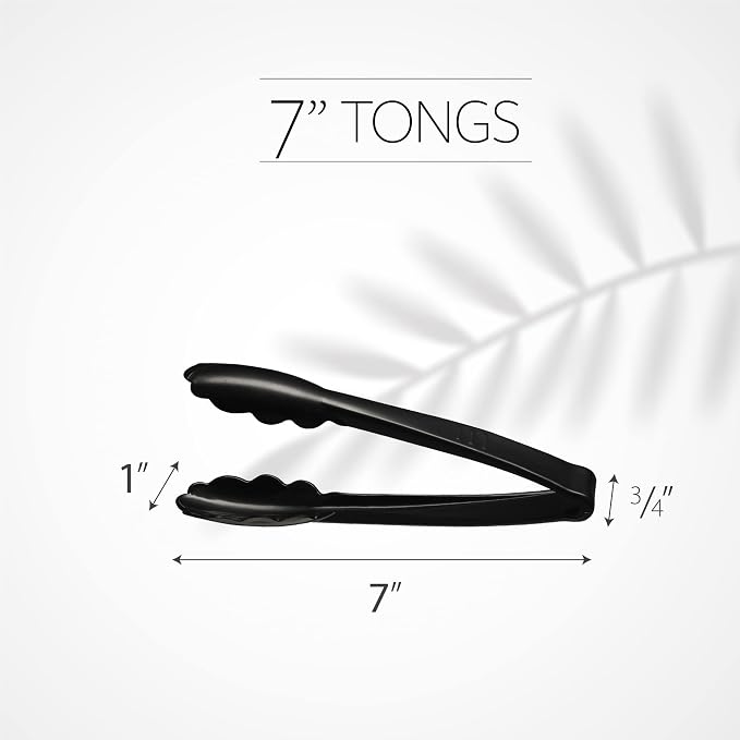 Plasticpro 7.5'' Serving Tongs Heavy Duty Reusable Kitchen and BBQ Black - Image 4