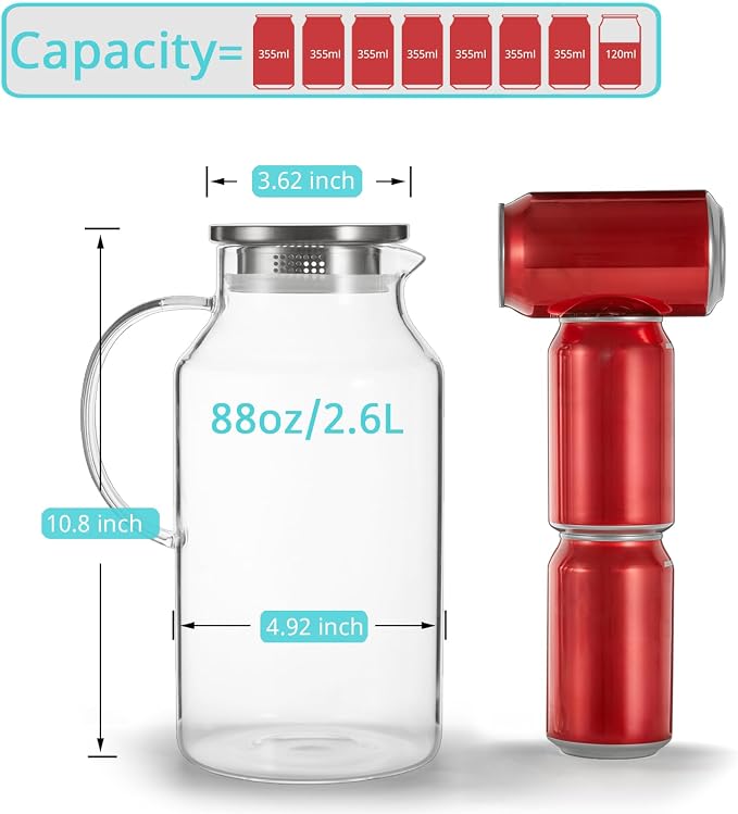 Bivvclaz 2.6 Liter 88 oz Glass Pitcher - Image 2