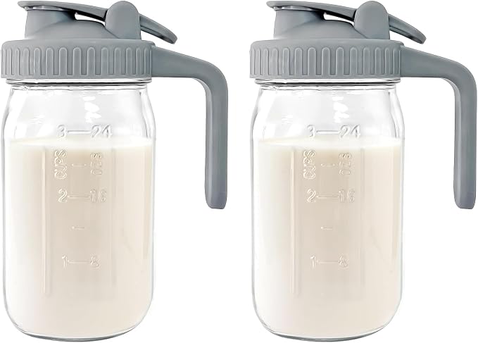 Breast Milk Pitcher - 32 oz Glass Mason Jar by Junvpic
