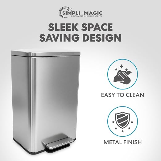 SIMPLI-MAGIC 50 Liter / 13.2 Gallon Soft-Close, Smudge Resistant Trash Can - Image 7