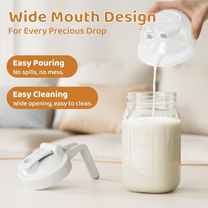 Breast Milk Pitcher, Mason Jar 32 oz, Heavy Duty Wide Mouth Jar - Image 6