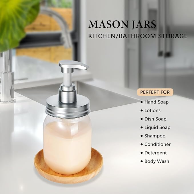 Amolliar Plastic Mason Jar Soap Dispenser - Image 5