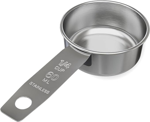 1/4 Cup Stainless Steel Measuring Cup | Sturdy Metal 60 ml | 60 cc | 2 oz | by Knupp+Co.