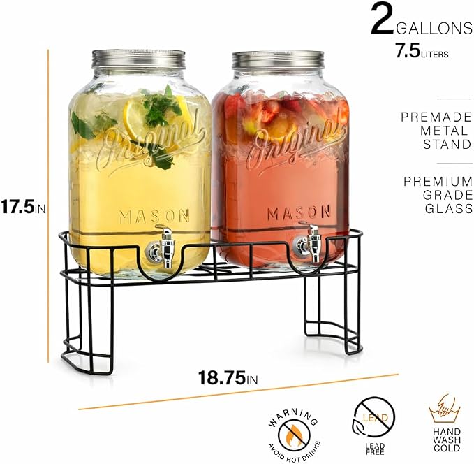MosJos 2 GALLON Glass Drink Dispensers - Image 2