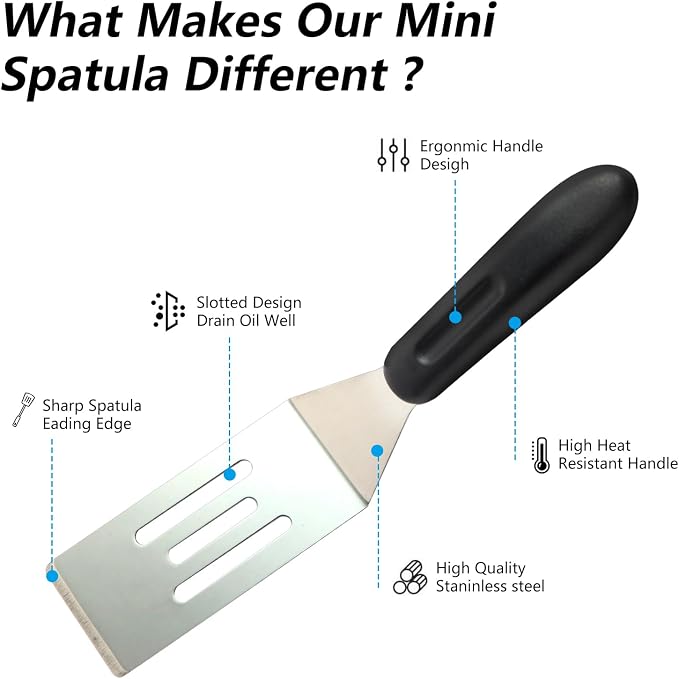 3 Pieces Small Metal Spatula Set, Mini Stainless Steel Serving Spatulas - Image 5