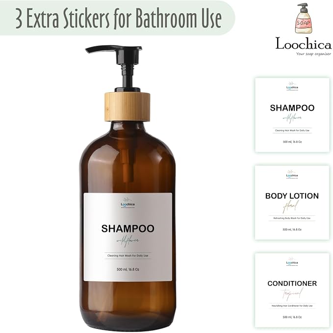 LOOCHICA Hand Amber Glass Soap Dispenser - Image 4