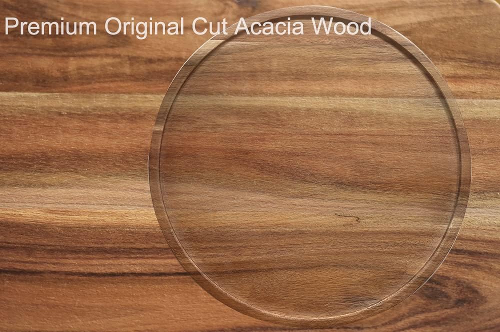 9" Acacia Wood Lazy Susan Organizer Kitchen Turntable for Cabinet Pantry Table Organization,2 Pack