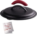 Cuisinel Cast Iron Lid - Fits 8"-Inch / 20.32cm Lodge Skillet, Frying Pans or Braiser + Silicone Handle Holder + Care Guide - Pre-Seasoned Replacement Cover - Indoor/Outdoor, Oven, Open Fire, BBQ Safe