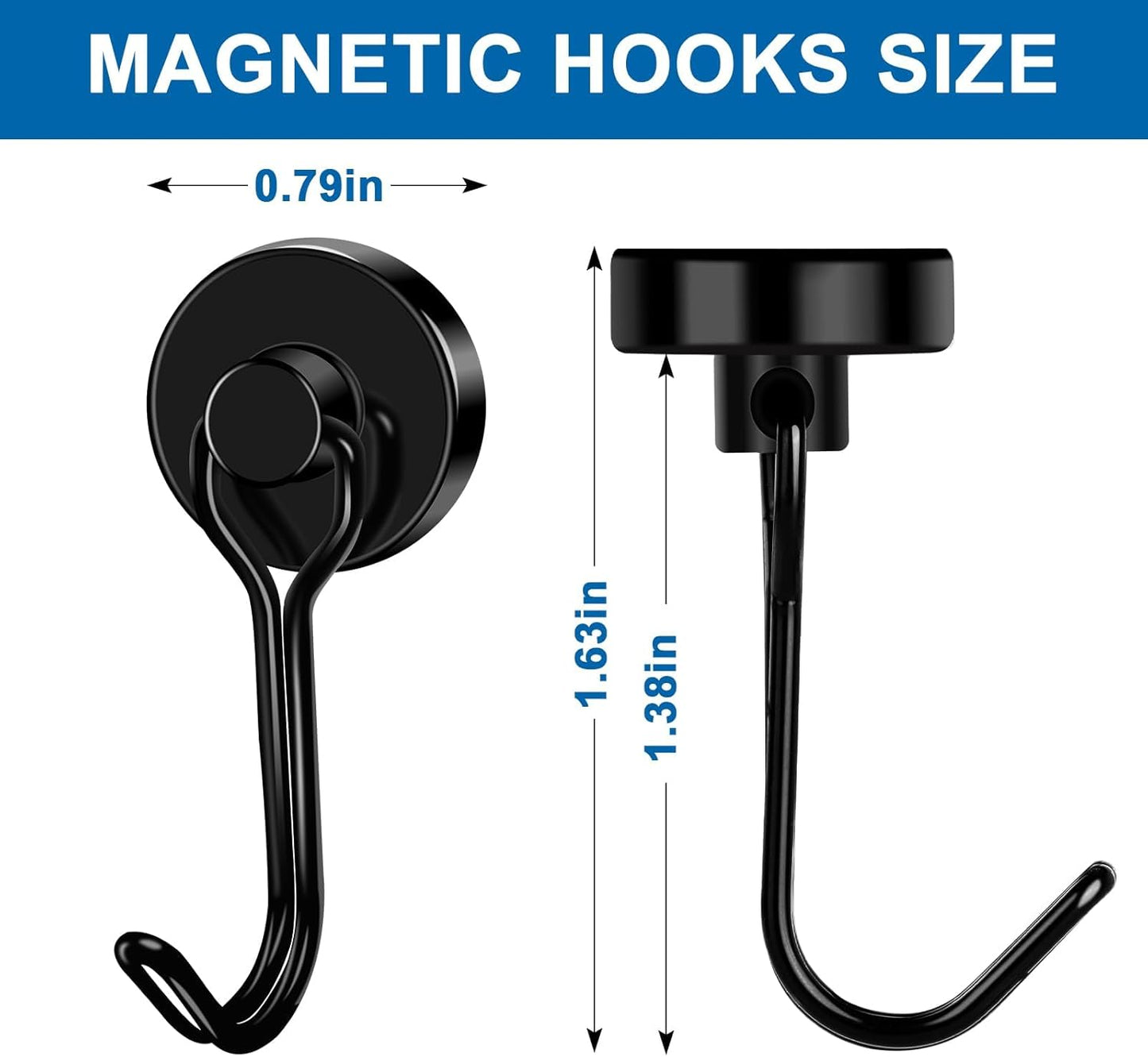 LOVIMAG Hooks, 40lbs+ Magnetic Magnet Hook 2025 Cruise Cabin Ship Essentials Heavy Duty Strong Refrigerator Fridge Hanging for Classroom Beach Vacation Kitchen Grills Home Mug Hanger (20 Pack), Black