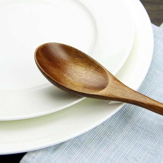 AOOSY Spoons, Wooden Spoons for Eating, 6 Pieces Japanese Natural Soup Spoons - Image 4