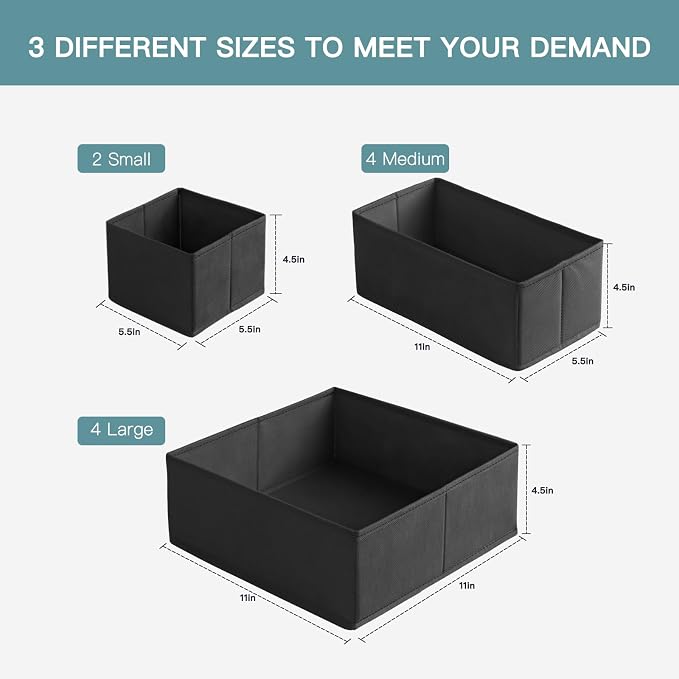 Criusia Drawer Organizer Clothes, 10 Pack Dresser Organizer - Image 2