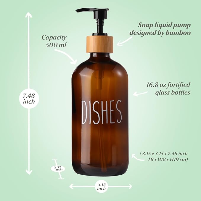 LOOCHICA Dish Amber Glass Soap Dispenser - Image 3