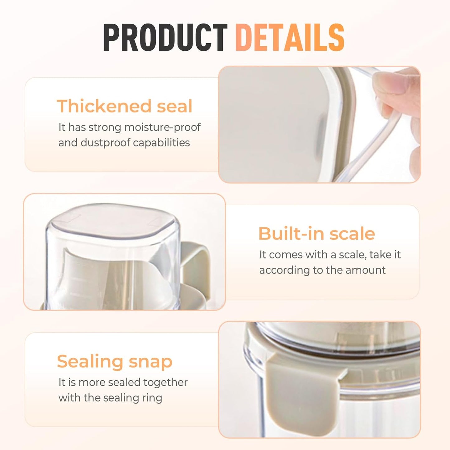 Clear Airtight Food Storage Containers, Transparent Cereal Dry Food Storage with Pouring Spout, for Flour, Sugar and Cereal (68oz Green)