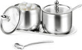 holoith 2 Pack Coffee and Sugar Dispenser - 10 oz Sugar Bowl with Glass Lid and by Holoith