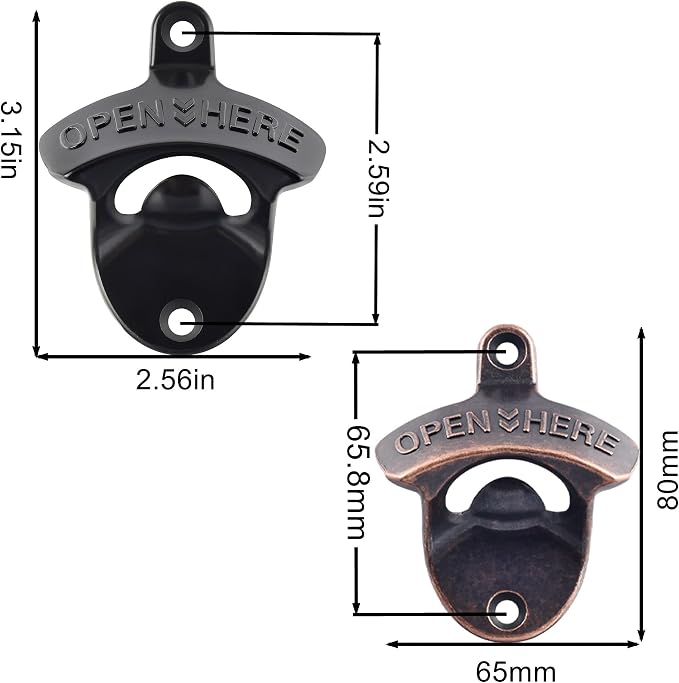 Old Fashion Bottle Opener Wall Mounted Stainless OPEN HERE Black Screw in Wall - Image 5