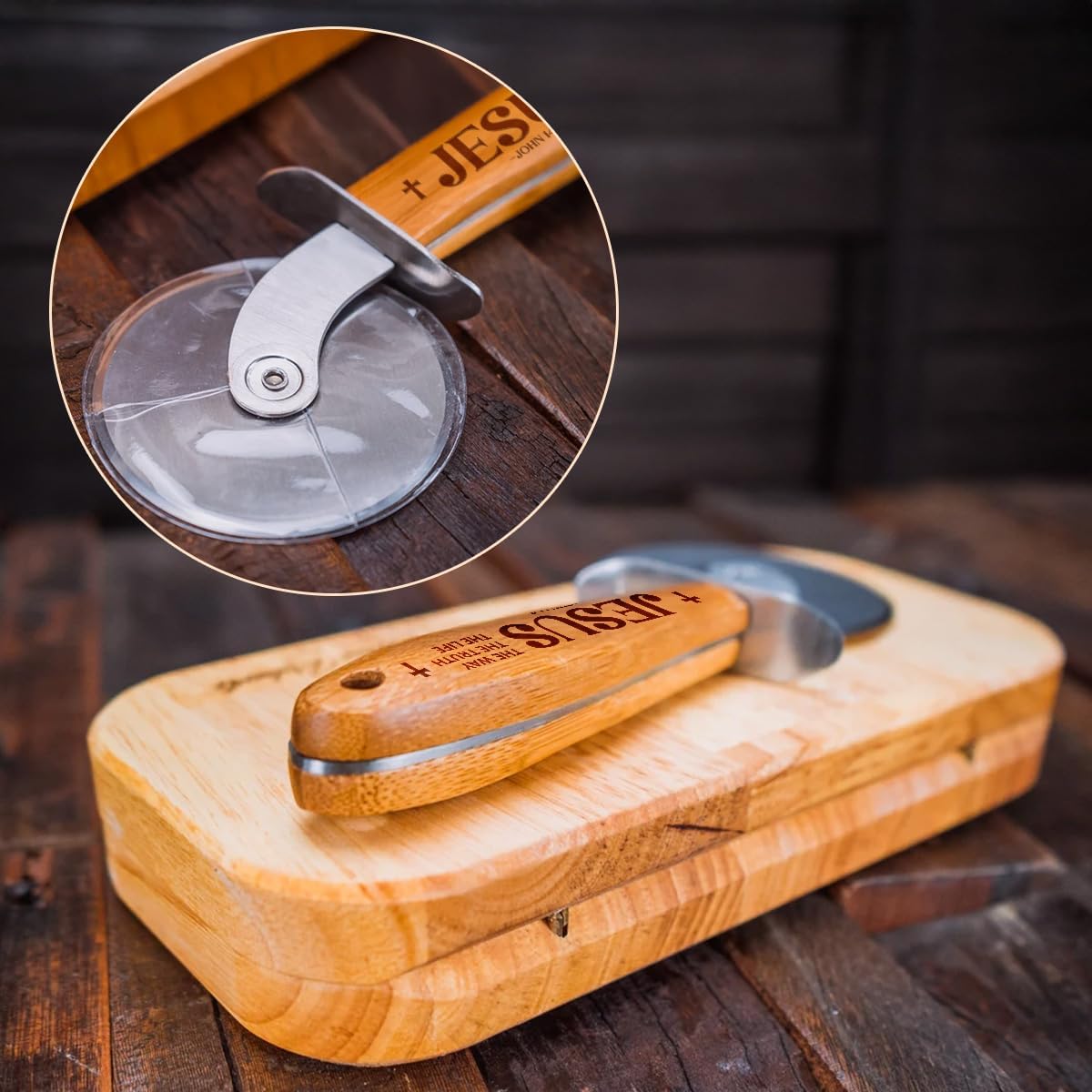 Pizza Cutter Wheel with Sharp Blade - Christian Gifts for Men, Women, Religious Gift for Husband, Birthday & Christmas Gift(The Way The Truth The Life)