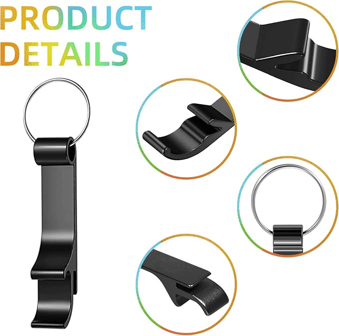 100 Pack Black Metal Bottle Opener Keychains, Tiny Beverage Opener Party Favor - Image 3