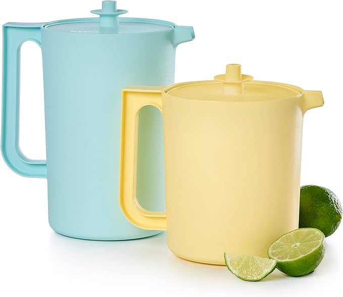 Tupperware Heritage Pitcher Set in Vintage Blue and Yellow Colors, Dishwasher by Tupperware