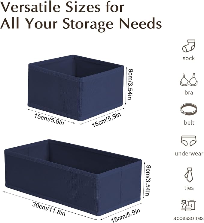 DIMJ Drawer Organizers Clothes, Fabric Closet Organizers and Storage, Shallow - Image 2