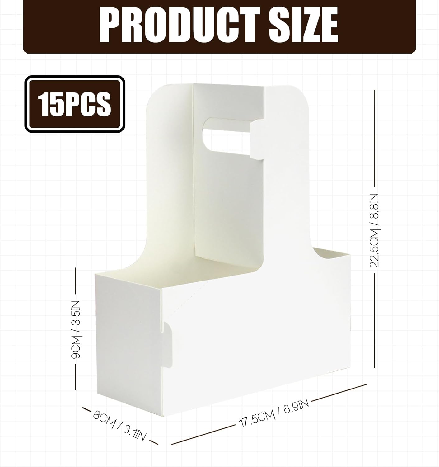 2 Cup Disposable Drink Carrier for Delivery with Handle,15 Count Kraft Paperboard Cup Holder,Cup Carriers for Hot or Cold Drinks,Coffee Carrier, Food Delivery,Take Out Cup Carriers (White, 30 PCs)