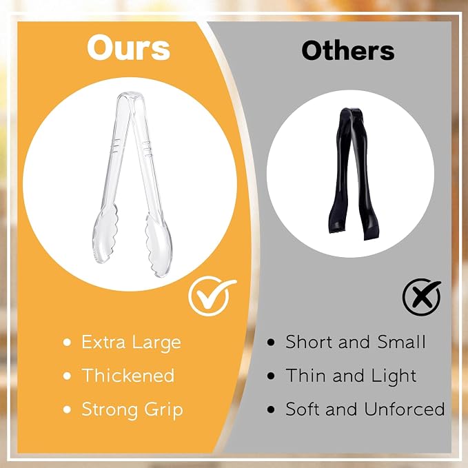 Mwellewm 12 Pc Serving Tongs 9 Inch Bulk Reusable or Disposable Plastic Tongs - Image 4