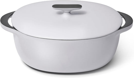 Caraway Enameled Cast Iron Dutch Oven - 8qt Dutch Oven With Lid - 3 Layer Enamel Coating - No Seasoning Required - Compatible With All Stovetops - Oven Safe - No Forever Chemicals - Gray