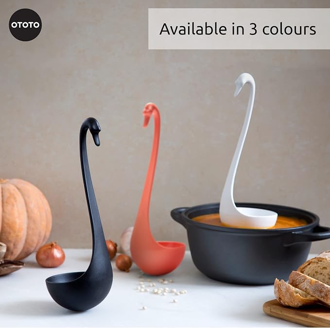OTOTO Swanky Swan Soup Ladle- Silicone Soup Spoon, Heat Resistant Soup Ladles - Image 6