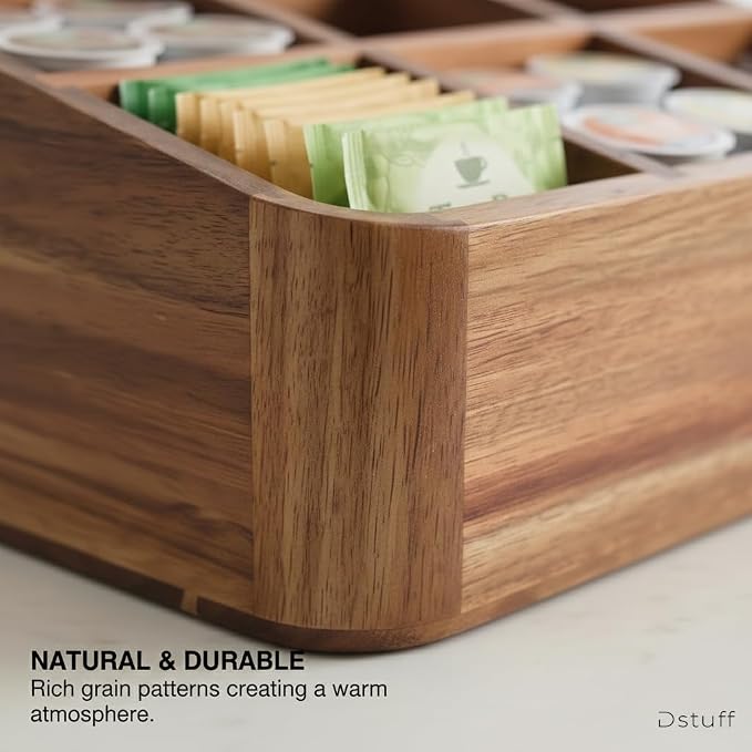 Dstuff Acacia Wood Coffee Station Organizer - Image 8