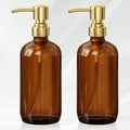 AmazerBath Amber Glass Soap Dispenser, 2 Pack Vintage Brown Bottle by AmazerBath