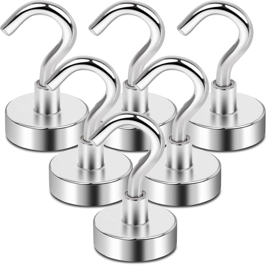 LOVIMAG Magnetic Hooks, 30lbs Cruise Ship Essentials for Travel, Rare Earth Cruise Magnets with Hooks for Cruise Cabins, Strong Magnets for Hanging,Refrigerator,Locker,Curtain and Kitchen etc - 6 Pack