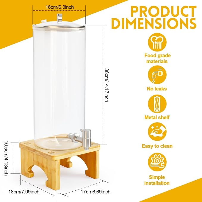 2 Gallon Drink Dispenser, Glass Beverage Dispenser - Image 2