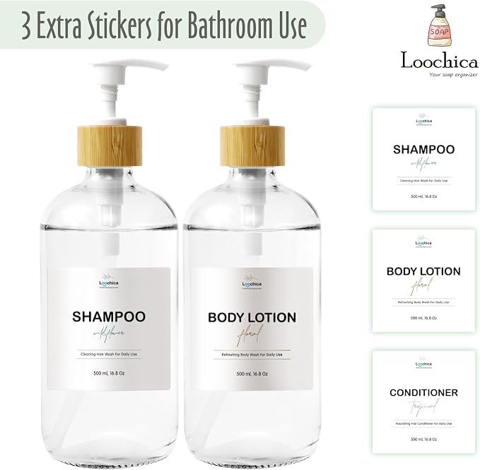 LOOCHICA 2 Pack Clear Glass Soap Dispenser - Image 5