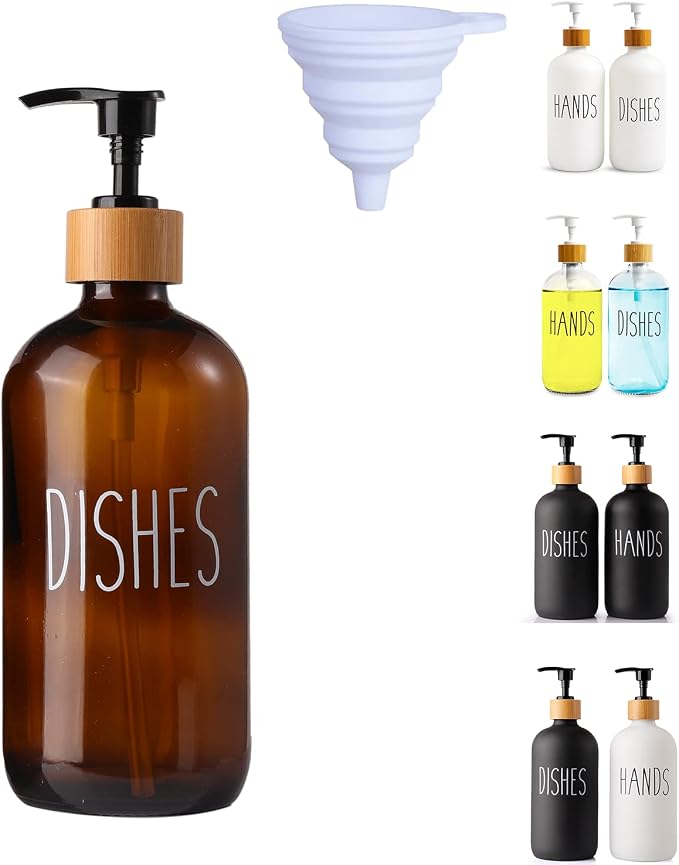 LOOCHICA Dish Amber Glass Soap Dispenser by Loochica